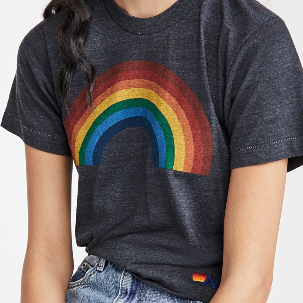 Aviator Nation boyfriend Rainbow Graphic T-Shirt* sold out * size lrg - Picture 2 of 9